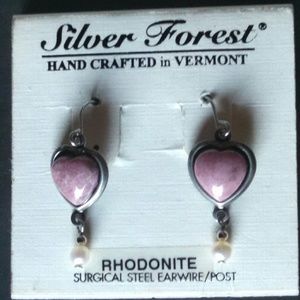 Rhodonite Hand Crafted Heart Drop Earrings